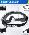 Anti Fog Safety Goggles That Fit Over Glasses Adjustable Strap ANSI Z87.1 UV385 Eye Protection For Adults Durable Lenses