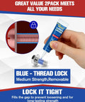 Applying 2 Pack Blue Thread Locker Medium Strength For Nuts Bolts And Metal Fasteners Prevents Loosening From Vibration Removable When Cured Anaerobic Thread Lock Glue For Home Shop And Automotive Projects