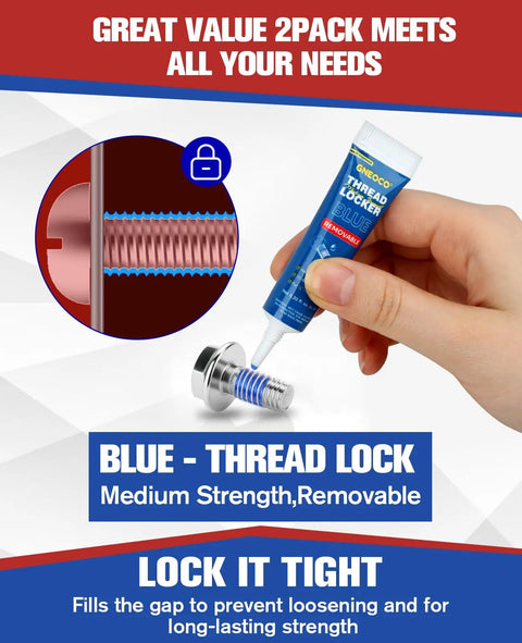 Applying 2 Pack Blue Thread Locker Medium Strength For Nuts Bolts And Metal Fasteners Prevents Loosening From Vibration Removable When Cured Anaerobic Thread Lock Glue For Home Shop And Automotive Projects