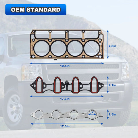 All In One Full Cylinder Head Gasket Kit For 4.8L And 5.3L V8 Trucks And SUVs Like Silverado Tahoe Suburban Express Sierra Savana Yukon And Buick Escalade Replacement