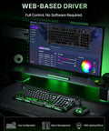 Slick 98 Key Wireless Mechanical Gaming Keyboard With Tri Mode Connectivity Bluetooth 5.4 And USB C Wired Hookups Featuring 8K Polling Rate displayed on a web interface for customization.