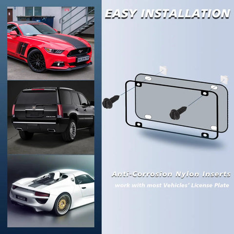 Diagram of License Plate Screw Inserts Eight Pack Set Durable Nylon Retainer Clips for easy installation on various vehicles