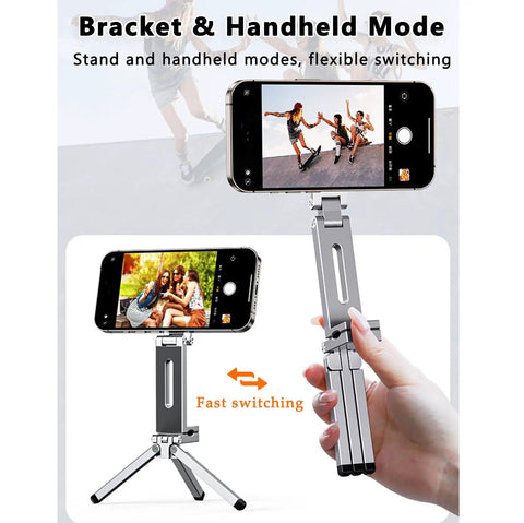 Aluminum Magnetic Phone Tripod For iPhone 12 Through 16 Pro Max Series, Mini Folding Stand With 360-Degree Adjustable Clip