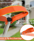 63 Inch Stirrup Hoe Garden Tool with Adjustable Long Handle, showing flippable 15 Degree Spring Steel Blade detail.