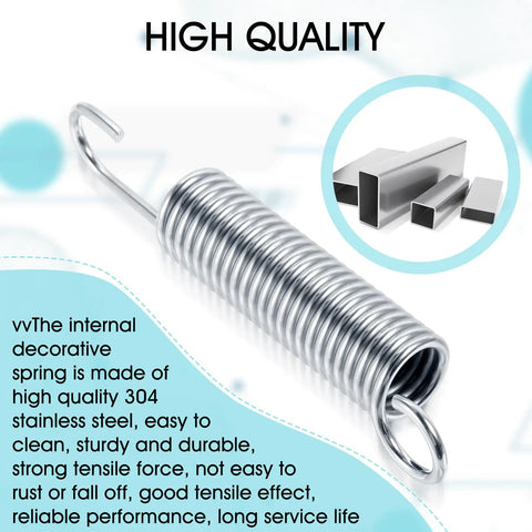 Heavy Duty 3 1 2 Inch Recliner Replacement Springs Two Piece Extension Tension Coils, stainless steel spring with hooks.