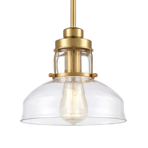 Manhattan Boutique Mini Pendant Light in Brushed Brass Finish with Clear Glass Sleek Modern Look Durable Steel Construction