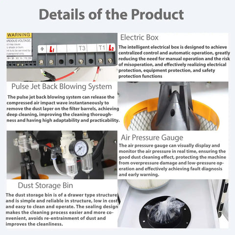 Details of Movable Pulse Dust Collector With Back Blowing System And Vibra Shake Filtration components and features.