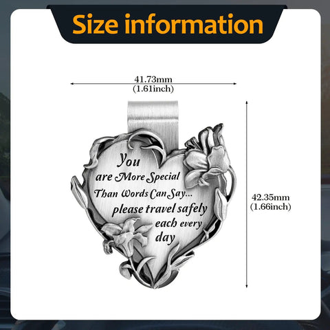 Heart Shaped Car Visor Clip Set With You Are More Special Than Words Can Say Please Travel Safely Each Day Message 4 Pack