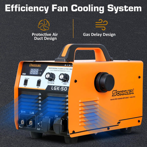 2 In 1 50 Amp Plasma Cutter And MMA Welder With Built In Air Compressor 220V Digital Inverter IGBT Arc Cutter Machine