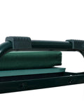 Close-up of Heavy Duty Garden Kneeler And Seat 2 In 1 With Tool Storage, green padded seat, durable steel frame detail.