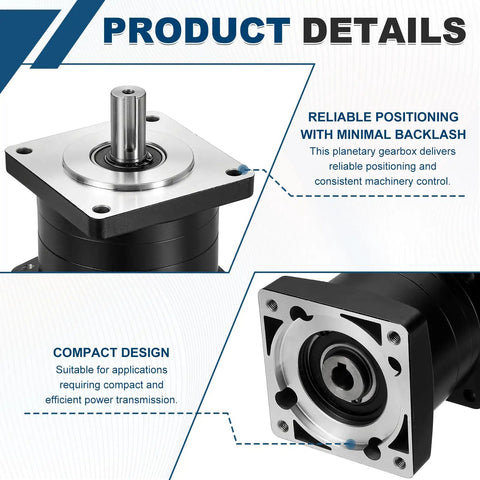 Beefy Planetary Gearbox Speed Reducer for Nema 34 Stepper Motor 5 to 1 Ratio with Backlash 18 Arc Min and 3000 RPM input