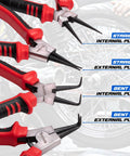 4 Piece Snap Ring Pliers Set For Internal And External Retaining Rings, 7 Inch Heavy Duty Circlip Pliers With Straight And Bent Jaws
