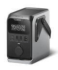 Trail 300 DC Power Bank Station 288Wh Portable Solar Generator, shown with display and multiple ports, black and silver design.