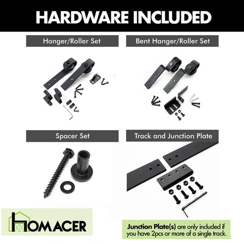 Mini Black Rustic Sliding Barn Door Hardware Kit Bypass For Two Doors With 30 Inch Flat Track And One Bent Roller Dope