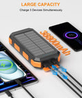 Portable Solar Power Bank 38800mAh With PD 22.5W USB C Fast Charging Four Built In Cables Dual LED Emergency Flashlights Charging Devices