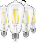 LED Dimmable Edison Light Bulbs 100W Equivalent, 8W 1200 Lumens, E26 Base Filament Bulbs, 5000K Daylight White Clear Glass ST64 ST21, Antique Look For Home, Reading, Bathroom, 4 Pack