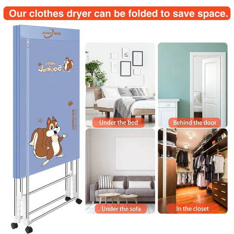Foldable Clothes Dryer Portable For Apartment And RV Low Noise 1600W 1.6 Meter Drying Rack With Remote Control And Timer Compact Laundry Solution For Dorm Rooms