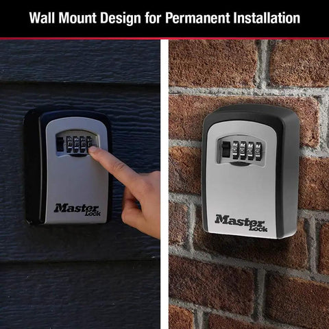 Set Your Own Four Digit Combo Wall Mount Key Lock Box With Five Key Capacity installed on black and brick walls