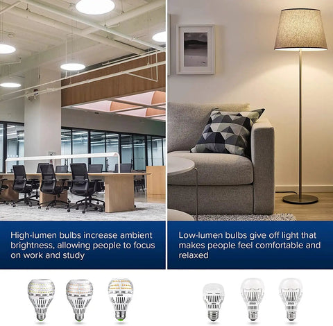 Office and living room with lighting by 60W Equivalent LED Light Bulbs Save Big On Power, 900 Lumens, 9W, Ceramic Technology, 5000K Daylight, E26 Base