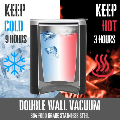 Engineer Gifts For Men Funny Engineering Coffee Mug And 12oz Stainless Steel Tumbler in Black showing temperature retention ability
