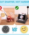 Comparison of cutting methods: scissors vs. 3 Inch Circle Punch For Button Making, Precision 86mm Circle Cutter for DIY crafts