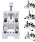 Mini Vise For Jewelry And Model Making, CNC Aluminum Alloy Bench Clamp, Precision Small Part Holder With 0 To 47 Mm Range, Flat Base Mounting, Pro Grade Crafting Tool For Enthusiasts And Professionals shown holding small parts