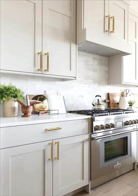 Ten Pack Champagne Bronze Knurled Cabinet Pulls 5 Inch Center To Center Kitchen Drawer Handles on white cabinets
