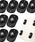 Self Adhesive Caster Wheels Black Stainless Steel Rolling Casters Furniture Movers on base, showing black pads for easy gliding.