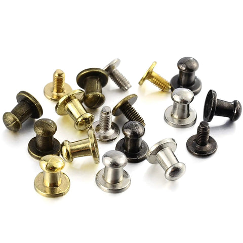 Kickass 150 Piece Punk Spikes And Rivets Kit Featuring Round Head Screw Back Construction In Silver Gold Bronze And Gunmetal Finish, assorted sizes in zinc alloy.