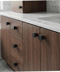 Built Tough Black Round Cabinet Knobs Package Of Six Heavy Duty Aluminum Dresser Handles smooth grip on modern wooden cabinets.
