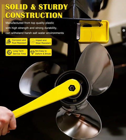 1-1/16 Inch Propeller Wrench And Prop Stop Block Kit For All Outboard And Sterndrive Props, Lightweight Yellow, Pro Grade PMPS-1-DP Stop