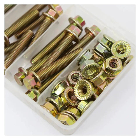 56 Pieces M8 Bolts And Nuts Kit With Flange Hex Head, Lengths From 20 To 50mm, Grade 8.8 Alloy Steel Metric Fasteners