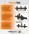 Illustration showing steps to use a Universal Crankshaft Pulley Removal Tool and Harmonic Balancer Puller Set for installation