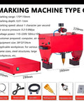 Heavy Duty Handheld Pneumatic Dot Peen Marking Machine For Vin Code Stamping And Metal Engraving, detailed view of specifications and dimensions.