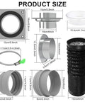 Heavy Duty Magnetic Dryer Vent Connector Kit With Airtight Seal And Quick Connect Hose size details