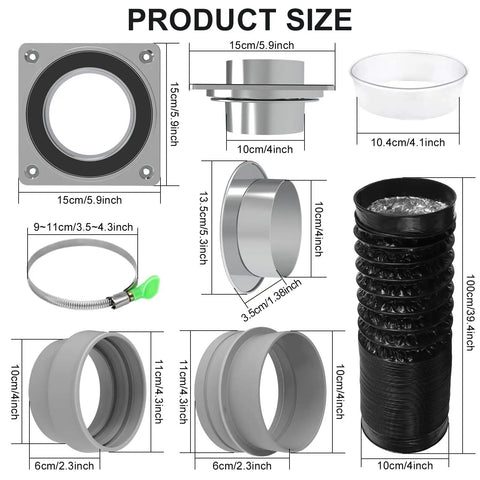 Heavy Duty Magnetic Dryer Vent Connector Kit With Airtight Seal And Quick Connect Hose size details