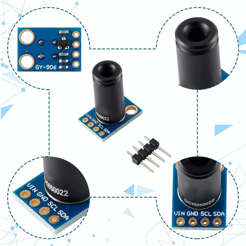 Non Contact Infrared Temperature Sensor Module MLX90614ESF DCI High Precision Infrared Thermometer module with components shown