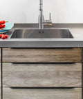 Hidden Door Knob Set With Concealed Handles For Cabinets And Wardrobes installed on kitchen drawers, aluminum, 600mm long