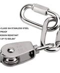 4 Pack 25mm Single Pulley Block Set With 6 Quick Links For Heavy Duty Lifting And Towing, 304 Stainless Steel Snatch Block System, Wire Rope Hanging Wheel For Lifts, Supports Up To 500 Lbs, 25mm quick link