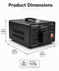 Straight Shooting Heavy Duty Step Up Voltage Converter Transformer Adjusting AC 110 To 220 Volts with dimensions displayed.