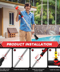 Man using Cordless Water Transfer Pump, Brushless 1400 GPH Stick Pump, Milwaukee M18 Battery Compatible near a pool