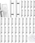 50 Pack Stick On Push Pull Drawer Pulls Adhesive Cabinet Handles ABS Plastic For Kitchen Cabinets Doors Furniture Silver