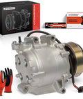 Heavy Duty Air Conditioning Compressor With Clutch Oil Prefilled Trse09 6 Groove Pulley on display with installation instructions.