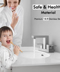 Black 4 Inch Centerset Bathroom Faucet With Stopper And Overflow, SUS304 Stainless Steel, Lead Free NSF Certified, California CEC