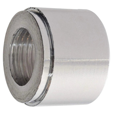 Top Tier Billet Aluminum Weld On Bung With Three Eighth Inch Npt Female Threaded Insert For Reservoir Catch Can Builds featuring a close-up of the threaded interior.