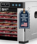 Pro Food Dehydrator With 600W Rear Fan For Even Drying 7 Stainless Steel Trays Temperature Control Displayed