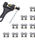 Chain Master Connect Link Breaker Tool For Coleman CT200U BT200X Baja with 10x 420 master links, black metal tool.