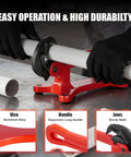 Front view of Alwalkee portable pipe vise with aluminum alloy body clamping PVC pipe