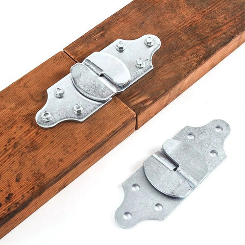 Heavy Duty Wood Stake Connector Brackets Set of 4 for Flat Side Boards Zinc Finish 5 Inch Long 2.5 Inch Wide 3 Screw Holes