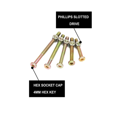 Crib Screws Hardware Replacement Kit 18 Piece Set M6x40 50 60 70 80mm Hex Drive Socket Cap Screws With Barrel Nuts